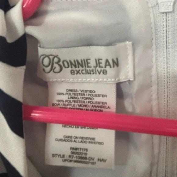 Bonnie Jean Navy and White Striped Dress 2T - Picture 3 of 3